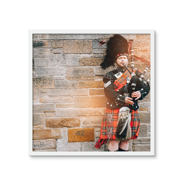 Scotland Traditional Dress with Bagpipes Framed Photo Tile