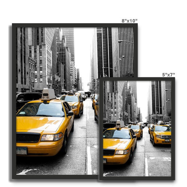 Yellow Taxi in New York Framed Photo Tile
