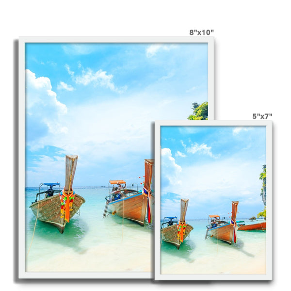 Thailand Longtail Boats Phuket Framed Photo Tile