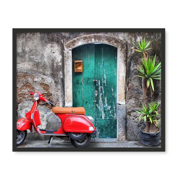 Red Scooter in Italy Framed Photo Tile