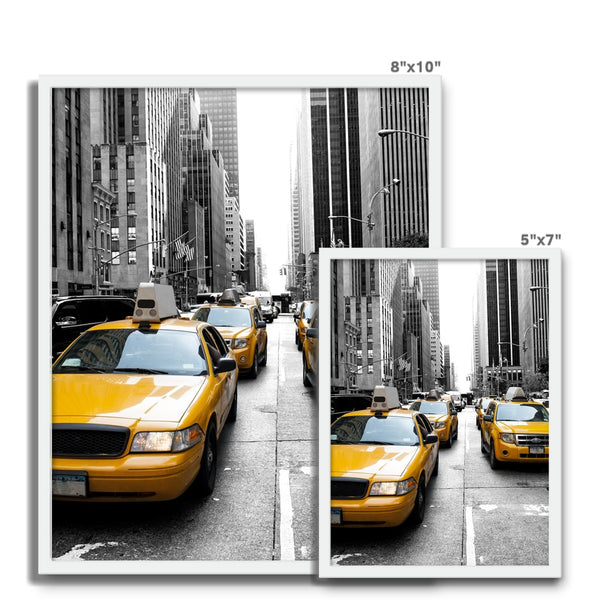 Yellow Taxi in New York Framed Photo Tile