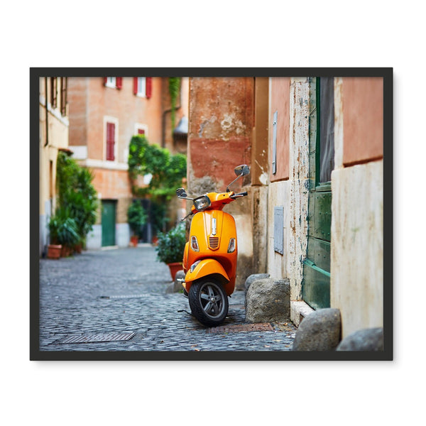 Yellow Scooter in Italy Framed Photo Tile