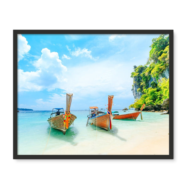 Thailand Longtail Boats Phuket Framed Photo Tile
