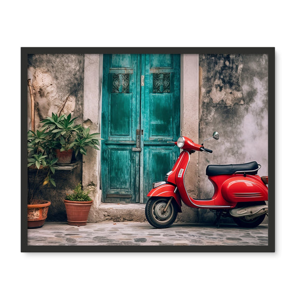 Red Scooter Italy  Framed Photo Tile