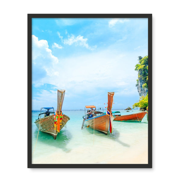 Thailand Longtail Boats Phuket Framed Photo Tile