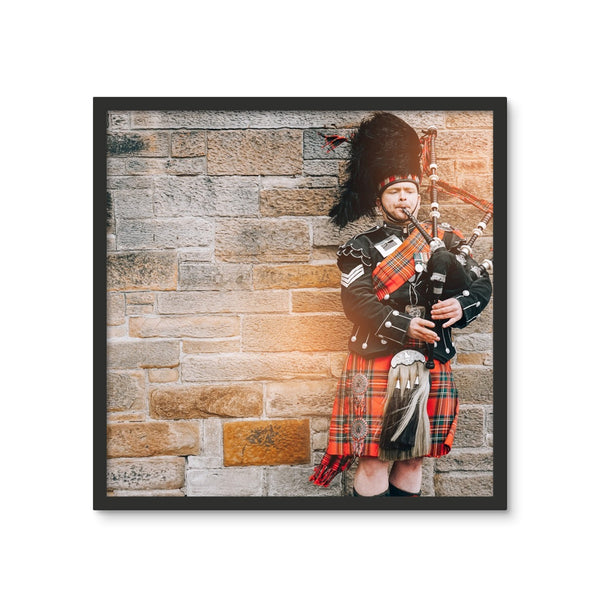 Scotland Traditional Dress with Bagpipes Framed Photo Tile