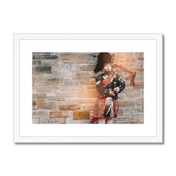 Scotland Traditional Dress with Bagpipes Framed & Mounted Print