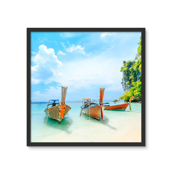 Thailand Longtail Boats Phuket Framed Photo Tile