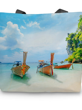 Thailand Longtail Boats Phuket Canvas Tote Bag