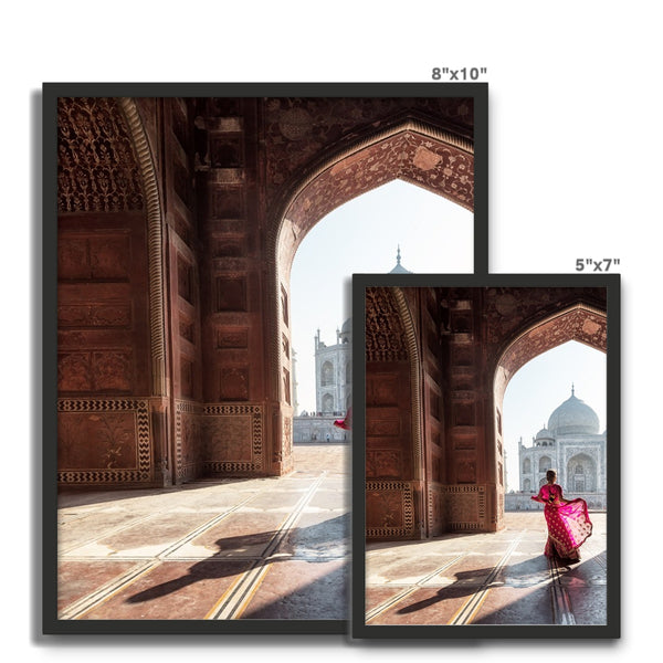 India Taj Mahal Lady Framed Photo Tile